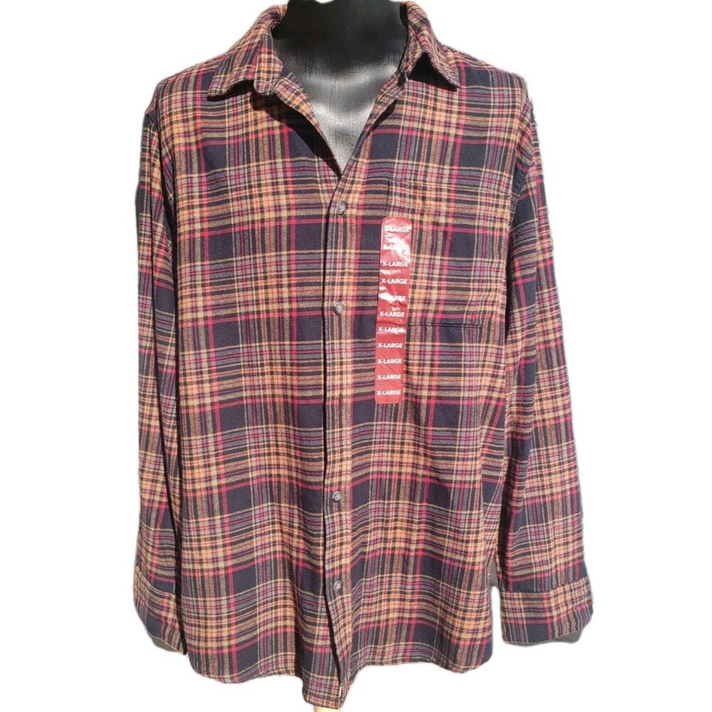 Eddie Bauer Shirt Mens XL Plaid Bristol Flannel Button Front Long Sleeve Soft